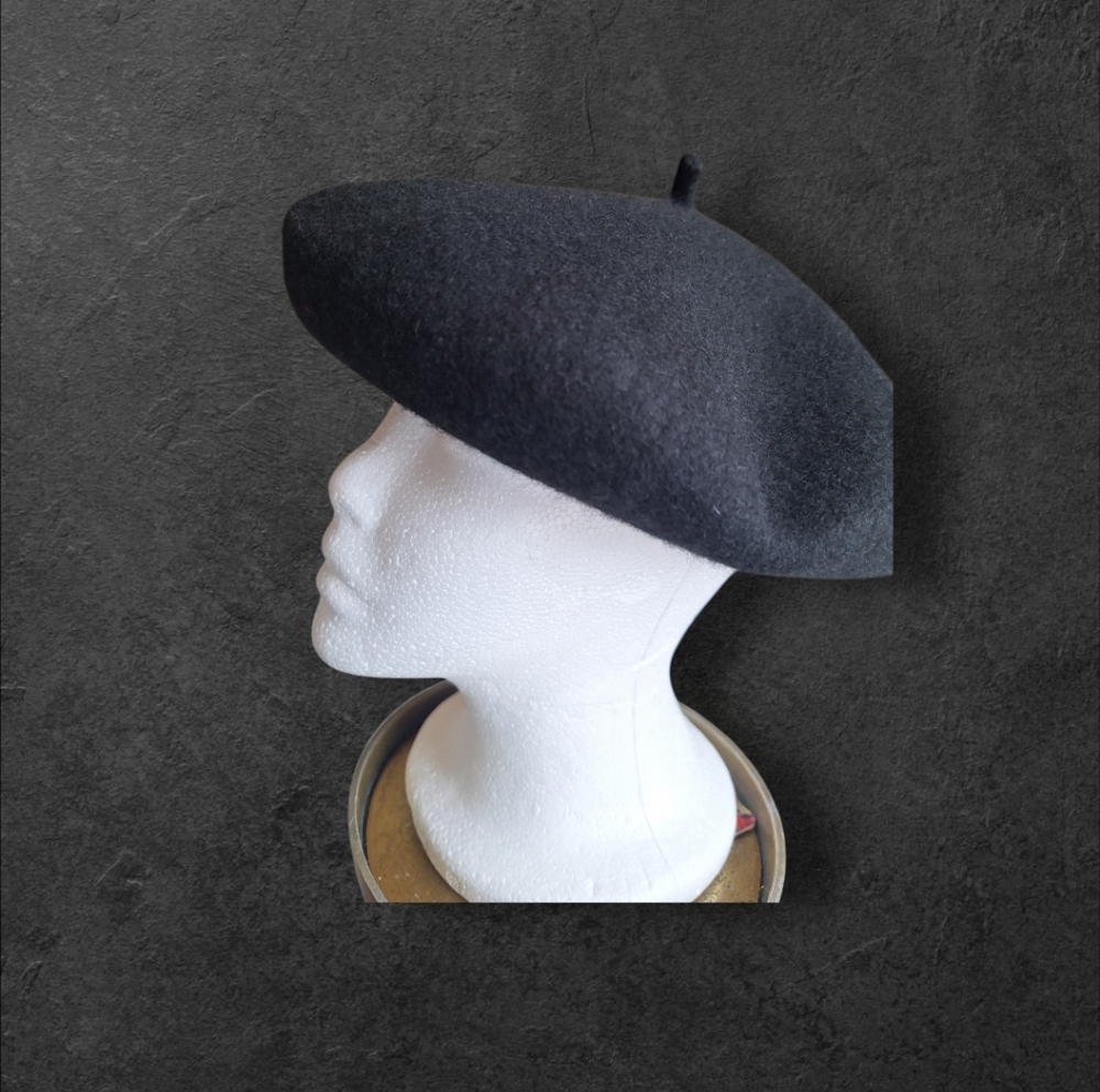 Classic Wool Black Beret for Women